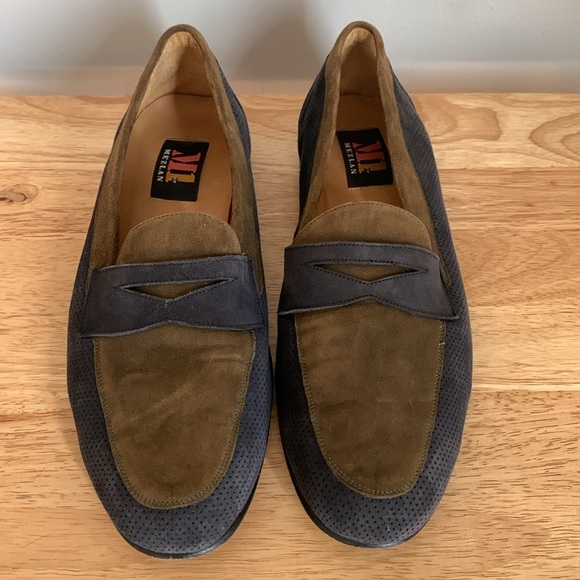 Men’s Mezlan Two-Tone Suede Penny Loafers - Picture 2 of 10
